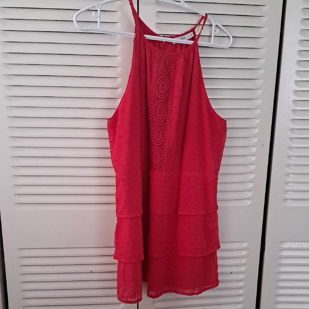 Red Sleeveless Layered Top